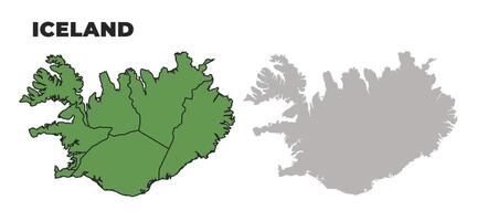 Iceland political regions green outline map set vector