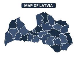 Map of Latvia political map regions illustration vector