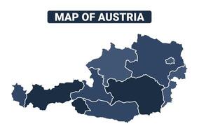 Map of Austria political map regions illustration vector