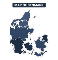Map of Denmark political map regions illustration vector
