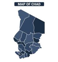 Map of Chad political map regions illustration vector