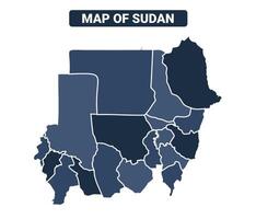 Map of Sudan political map regions illustration vector