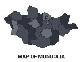 Mongolia political map border of regions outline set vector