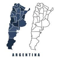 Argentina map regions border outline set vector