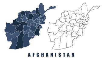 Afghanistan map regions border outline set vector