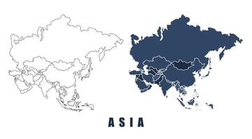 Asia map regions border outline set vector