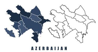 Azerbaijan map regions border outline set vector