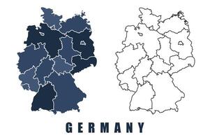 Germany map regions border outline set vector