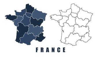 France map regions border outline set vector