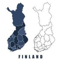 Finland map regions border outline set vector