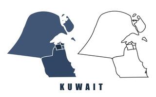 Kuwait map regions border outline set vector