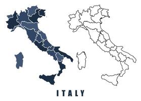 Italy map regions border outline set vector
