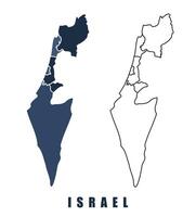 Israel map regions border outline set vector