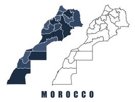 Morocco map regions border outline set vector