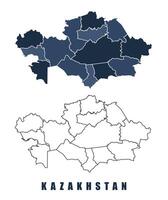 Kazakhstan map regions border outline set vector