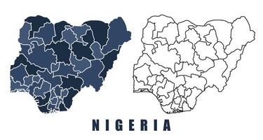 Nigeria map regions border outline set vector