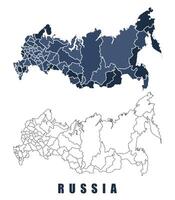 Russia map regions border outline set vector