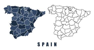 Spain map regions border outline set vector