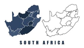 South Africa map regions border outline set vector