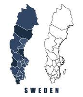 Sweden map regions border outline set vector