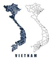 Vietnam map regions border outline set vector