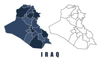 Iraq map regions border outline set vector