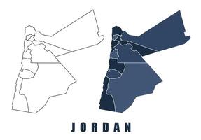 Jordan map regions border outline set vector