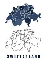 Switzerland map regions border outline set vector