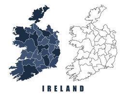 Ireland map regions border outline set vector
