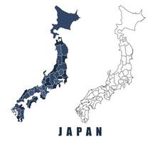 Japan map regions border outline set vector