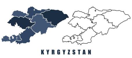 Kyrgyzstan map regions border outline set vector