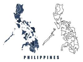 Philippines map regions border outline set vector