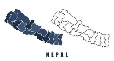 Nepal map regions border outline set vector
