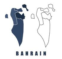 Bahrain map regions border outline set vector