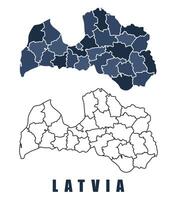 Latvia map regions border outline set vector