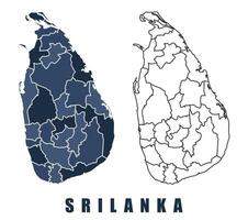 Srilanka map regions border outline set vector