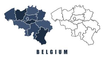Belgium map regions border outline set vector