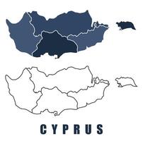 Cyprus map regions border outline set vector