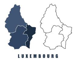 Luxembourg map regions border outline set vector