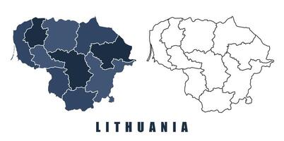 Lithuania map regions border outline set vector