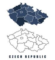 Czech Republic map regions border outline set vector