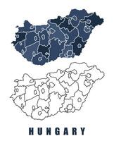 Hungary map regions border outline set vector