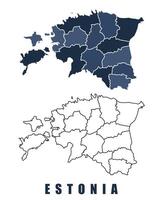 Estonia map regions border outline set vector