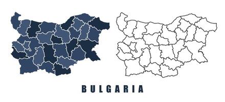 Bulgaria map regions border outline set vector
