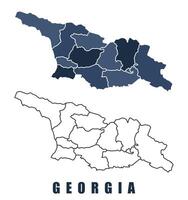 Georgia map regions border outline set vector