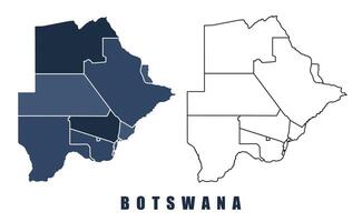 Botswana map regions border outline set vector