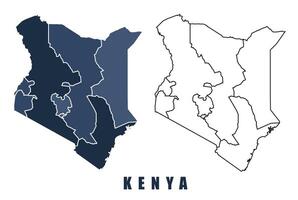 Kenya map regions border outline set vector