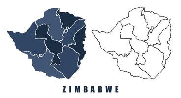 Zimbabwe map regions border outline set vector