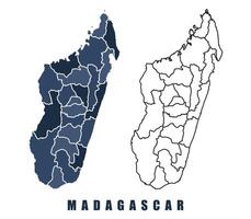 Madagascar map regions border outline set vector