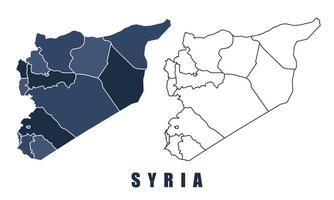 Syria map regions border outline set vector